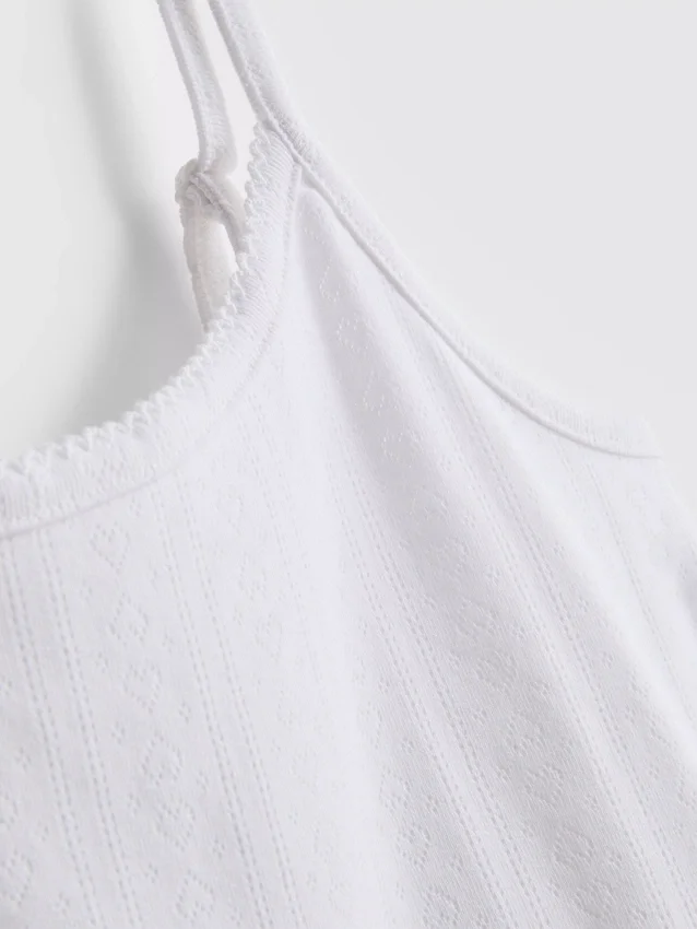 Loungetop i bomuldsrig pointelle-cami