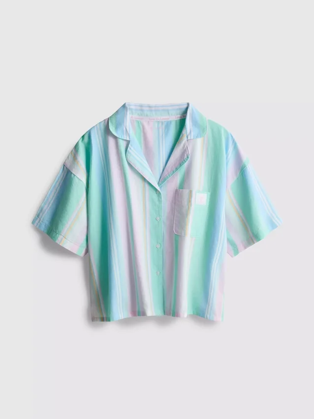 Love to Lounge-pyjamasbluse med pastelfarvede striber
