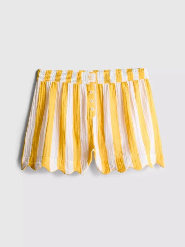 Love to Lounge stribede pyjamashorts med flæser