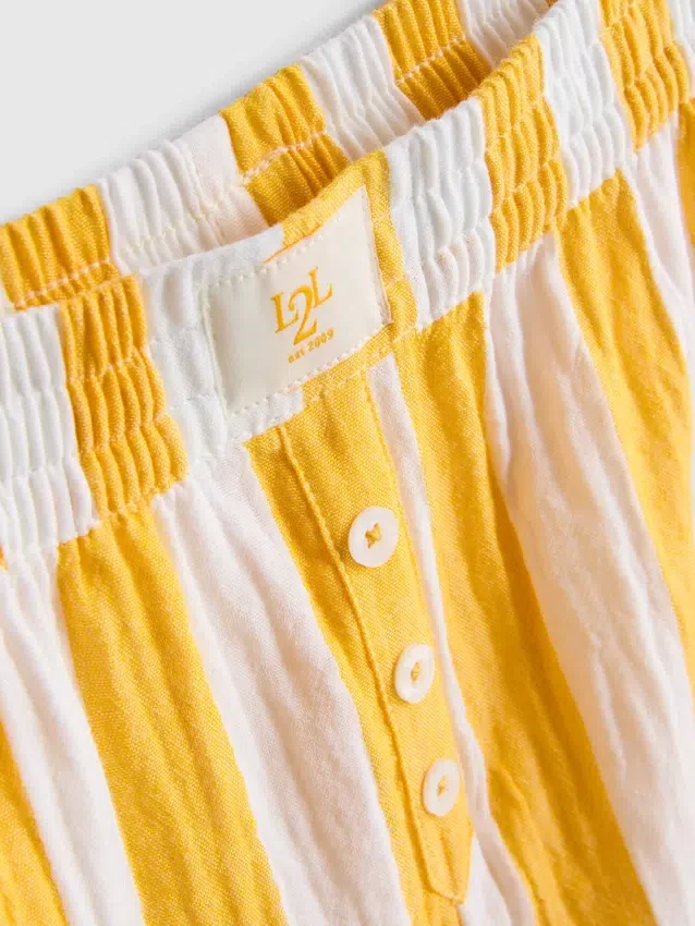 Love to Lounge stribede pyjamashorts med flæser