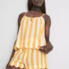 Love to Lounge stribet pyjamas-cami med rynker