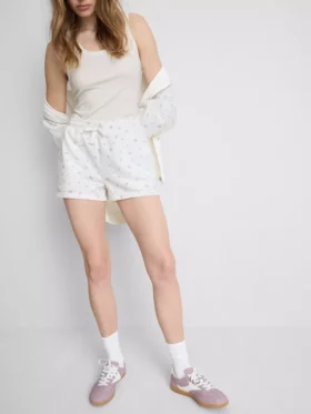 Løse shorts med blomsterprint i bomuldsblanding