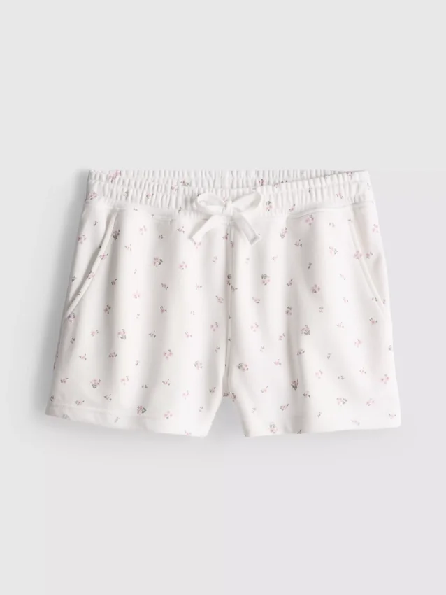Løse shorts med blomsterprint i bomuldsblanding