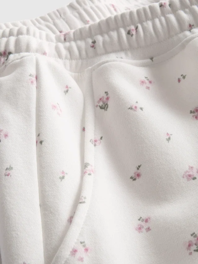 Løse shorts med blomsterprint i bomuldsblanding
