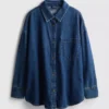Løst siddende bomuldsdenim-skjorte med knapper