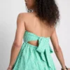Mini-bandeau-kjole i bomuldsgingham