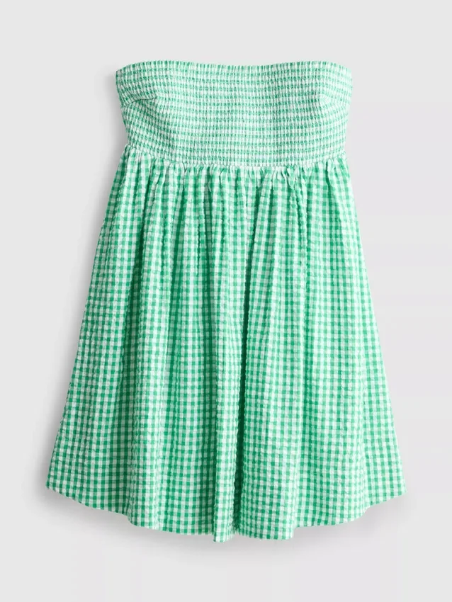 Mini-bandeau-kjole i bomuldsgingham