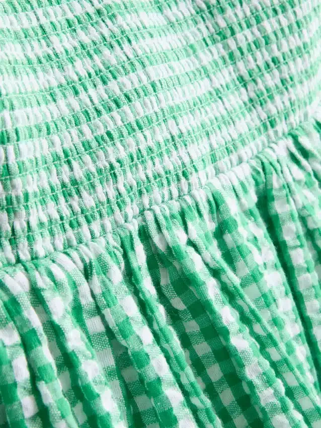 Mini-bandeau-kjole i bomuldsgingham