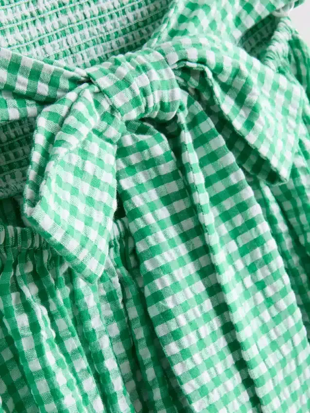 Mini-bandeau-kjole i bomuldsgingham