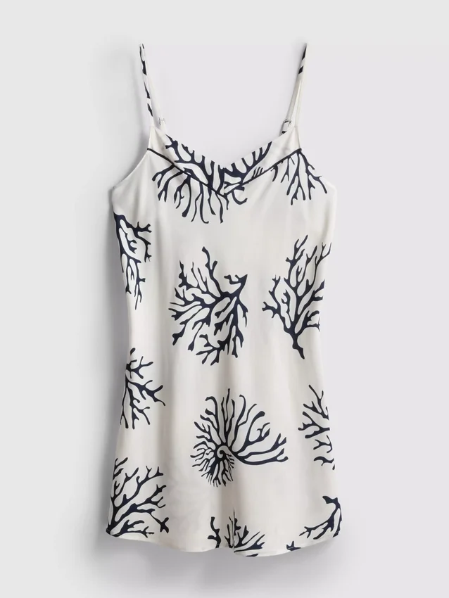 Mini-chemise med print i koralfarve
