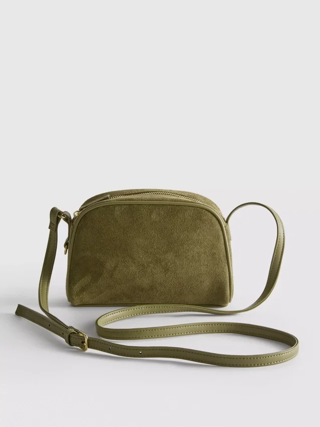 Mini-crossbody-taske i imiteret ruskind