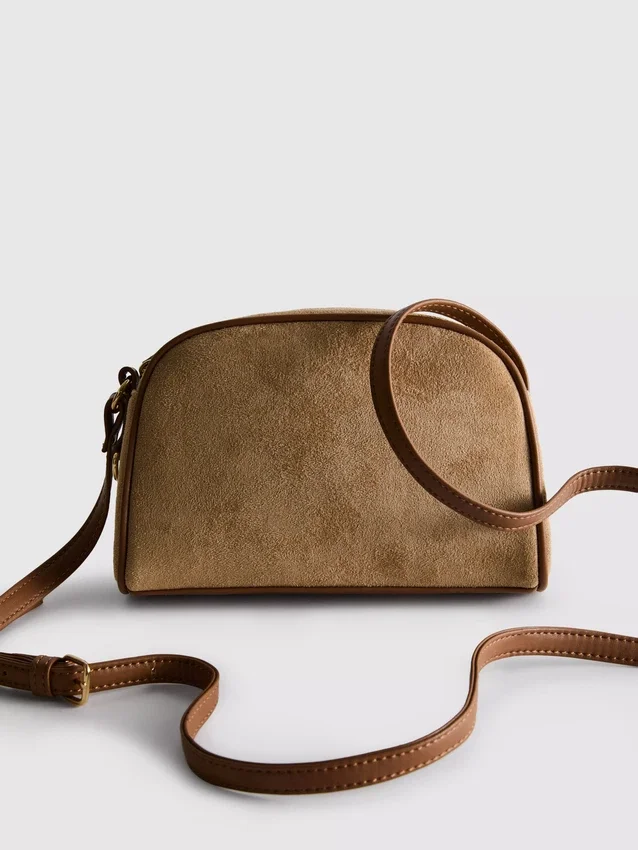 Mini-crossbody-taske i imiteret ruskind