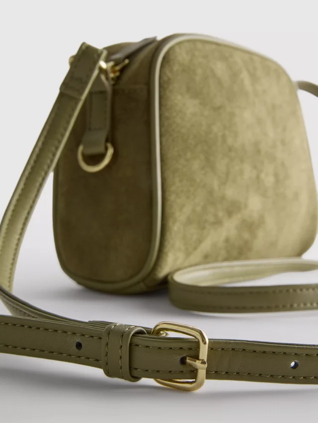 Mini-crossbody-taske i imiteret ruskind