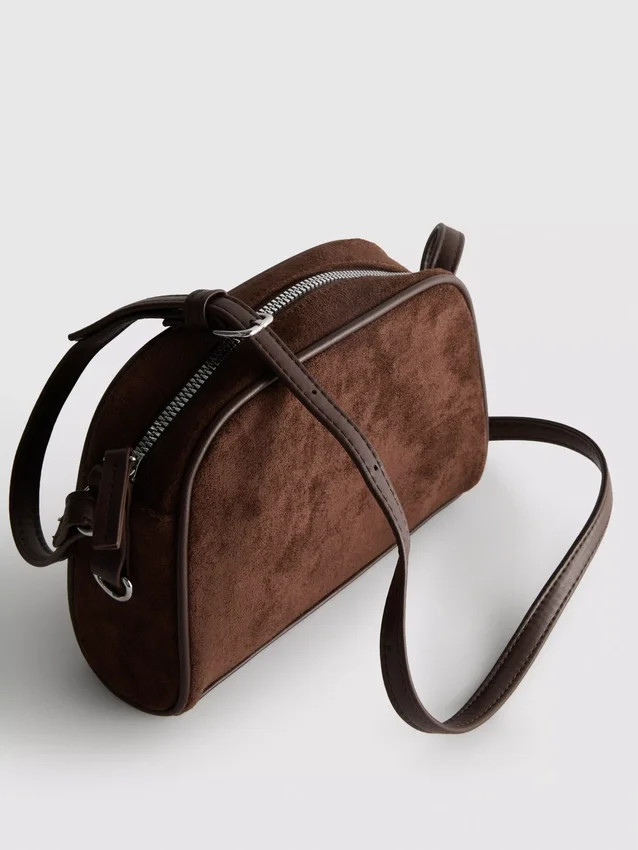 Mini-crossbody-taske i imiteret ruskind