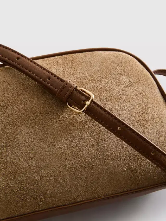 Mini-crossbody-taske i imiteret ruskind