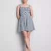 Mini-kjole i gingham-korsetstil