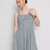 Mini-kjole i gingham-korsetstil