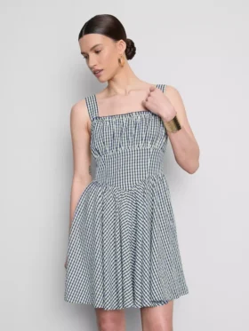 Mini-kjole i gingham-korsetstil