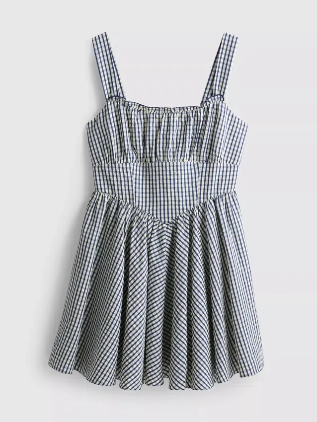 Mini-kjole i gingham-korsetstil