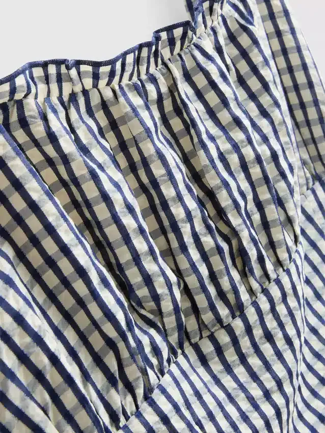 Mini-kjole i gingham-korsetstil