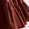 Mini-kjole i poplin med stropper og flæser