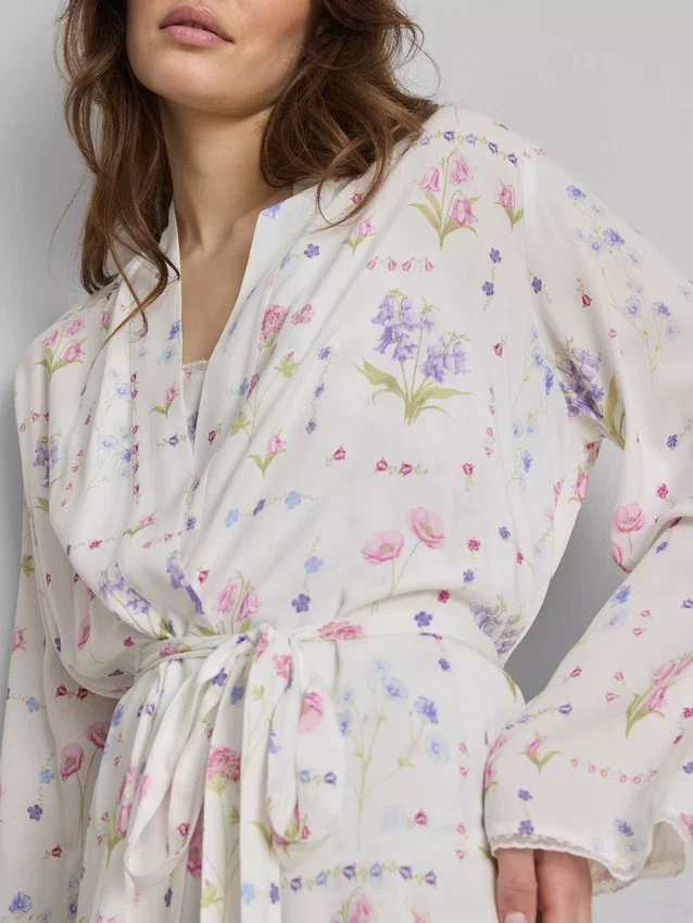 Mini-morgenkåbe med blomsterprint