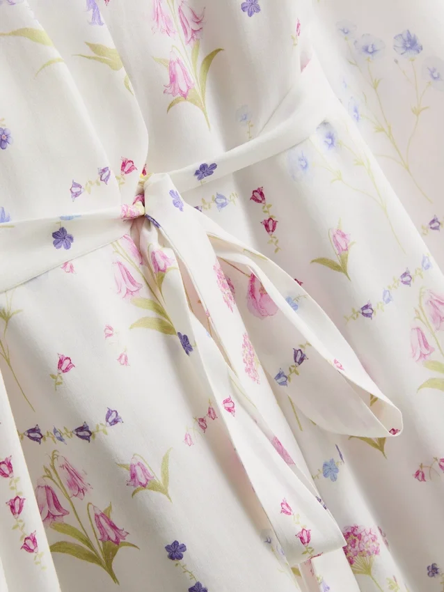Mini-morgenkåbe med blomsterprint