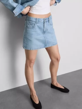 Mini-nederdel i bomuldsdenim