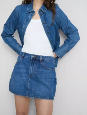 Mini-nederdel i bomuldsdenim
