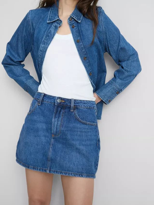 Mini-nederdel i bomuldsdenim