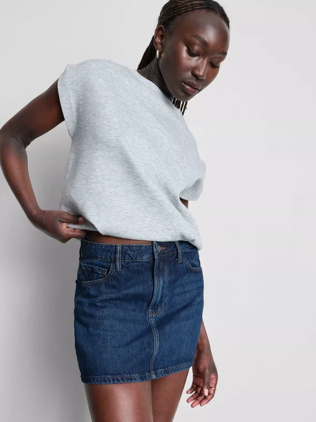 Mini-nederdel i bomuldsdenim
