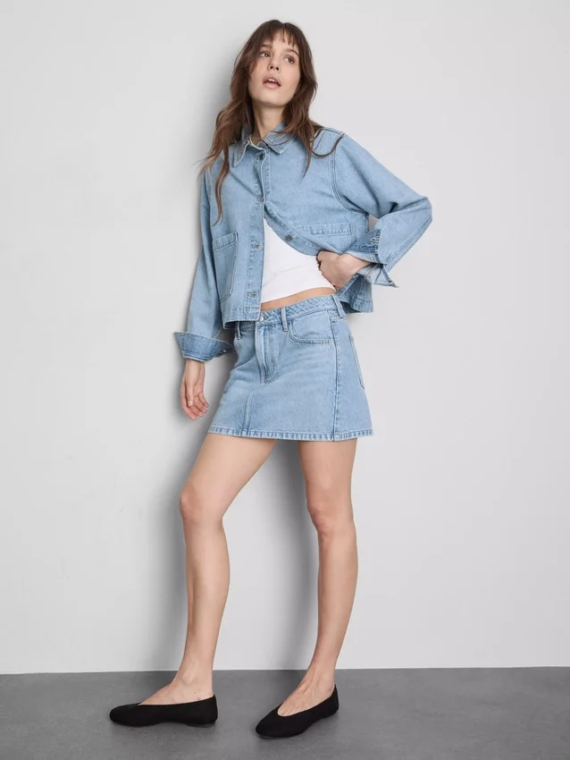 Mini-nederdel i bomuldsdenim