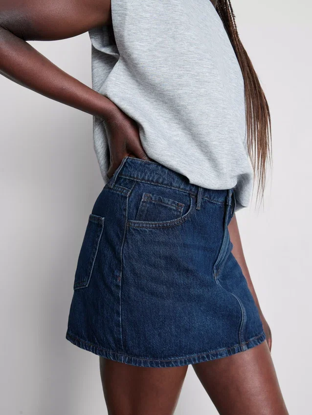 Mini-nederdel i bomuldsdenim