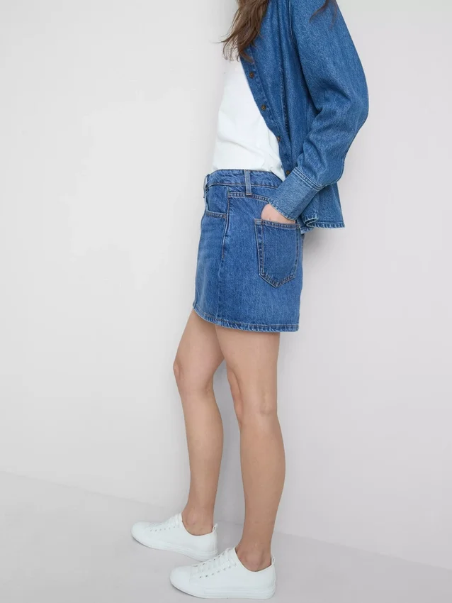Mini-nederdel i bomuldsdenim