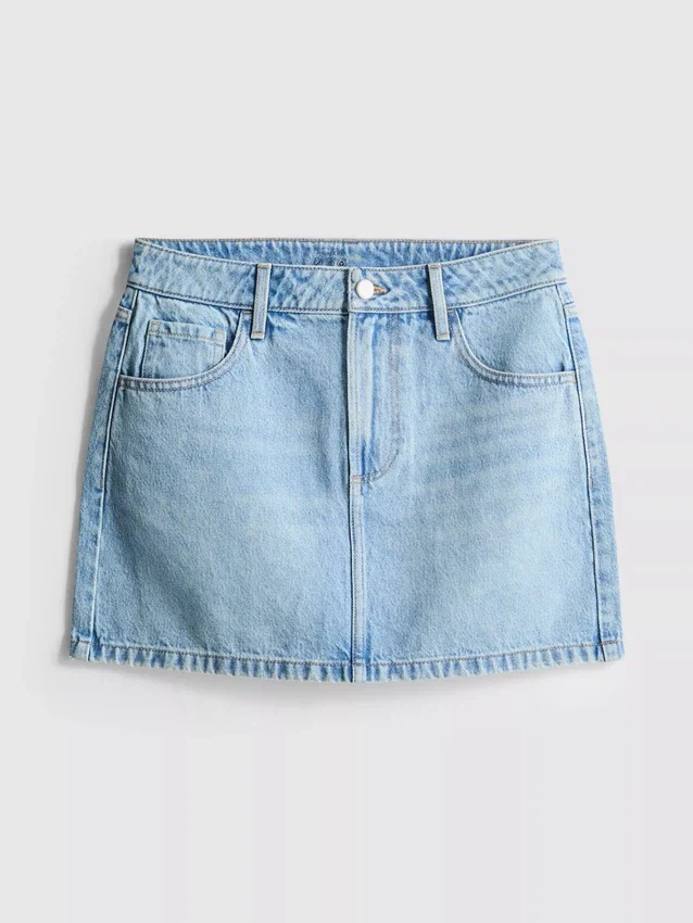 Mini-nederdel i bomuldsdenim