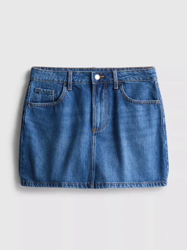 Mini-nederdel i bomuldsdenim