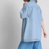 Mini-shiftkjole i bomuldsdenim med krave