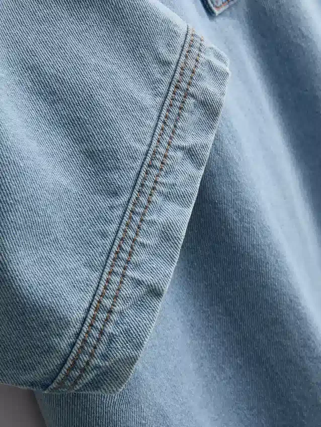 Mini-shiftkjole i bomuldsdenim med krave