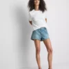 Mini-shorts i bomuldsdenim
