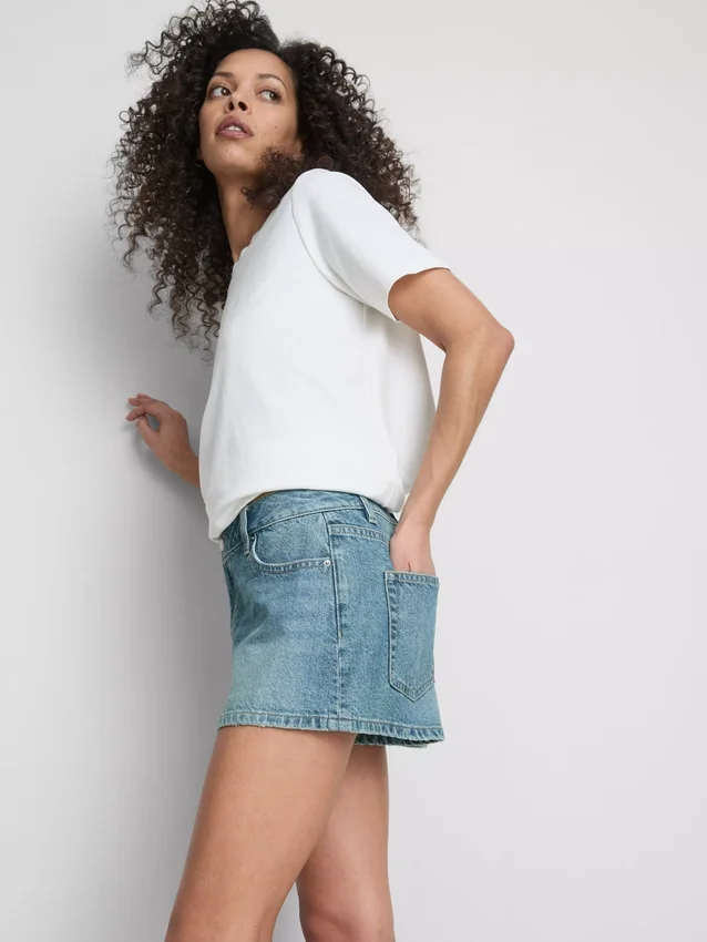 Mini-shorts i bomuldsdenim