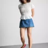 Mini-skort i bomuldsdenim