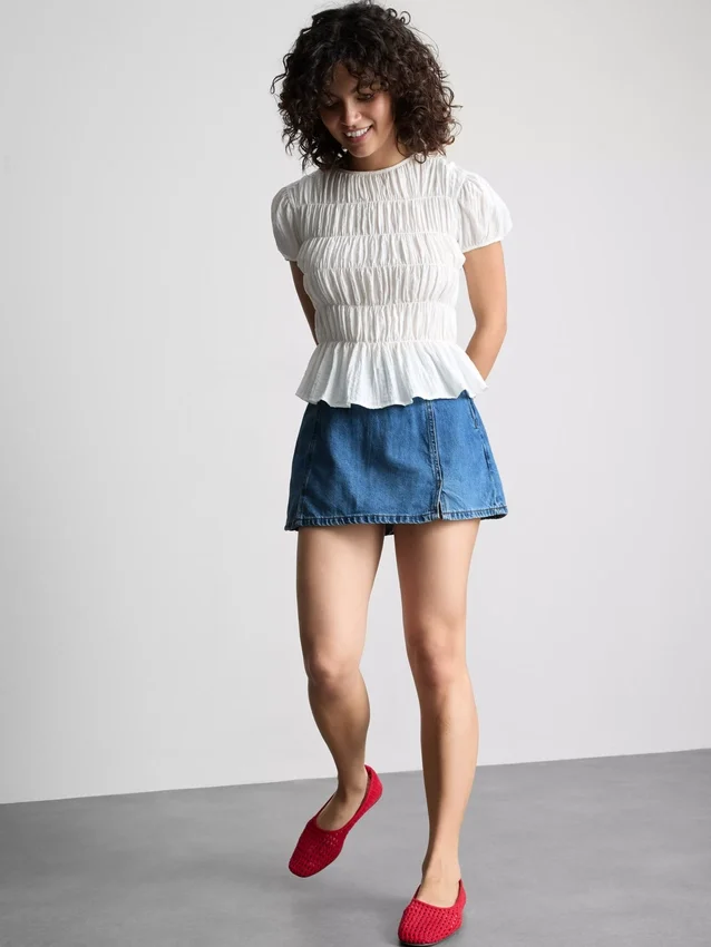Mini-skort i bomuldsdenim