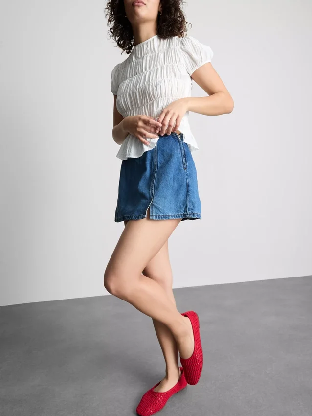 Mini-skort i bomuldsdenim