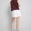 Mini-skort i linneblanding med bindebånd i siden