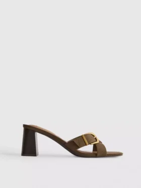Mule-sandaler med spænde og blokhæl