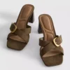 Mule-sandaler med spænde og blokhæl