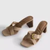 Mule-sandaler med spænde og blokhæl