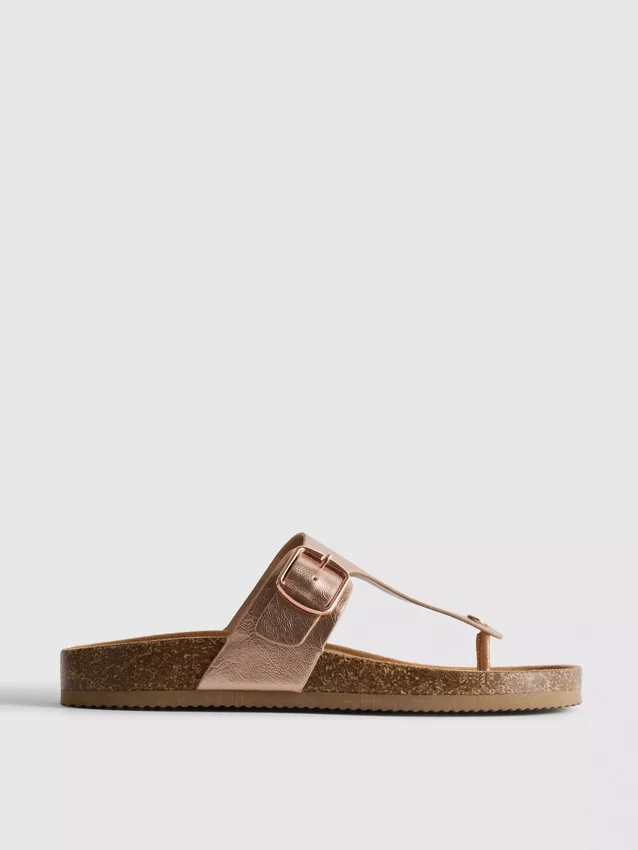 Mule-sandaler med T-bar og spænde