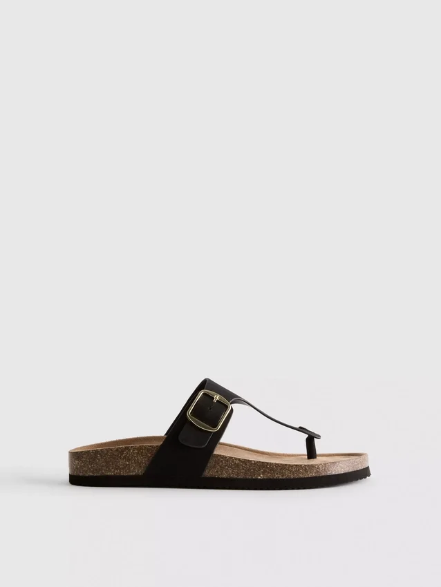 Mule-sandaler med T-bar og spænde
