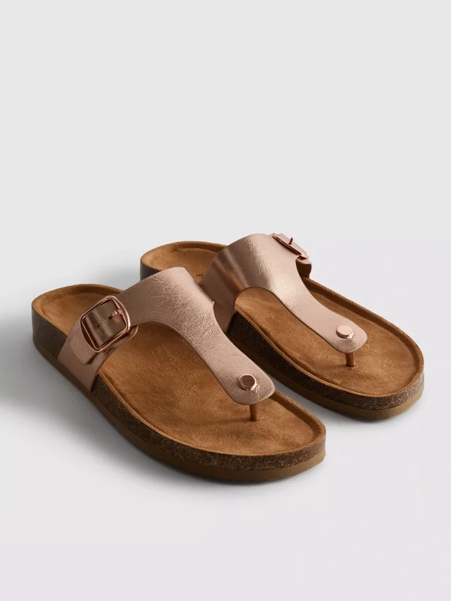 Mule-sandaler med T-bar og spænde